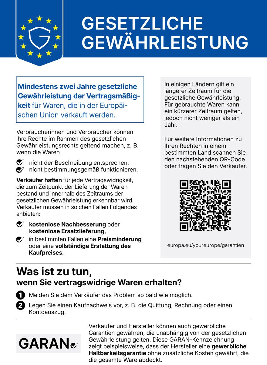 Harmonisierter EU-Gewährleistungshinweis in Farbe