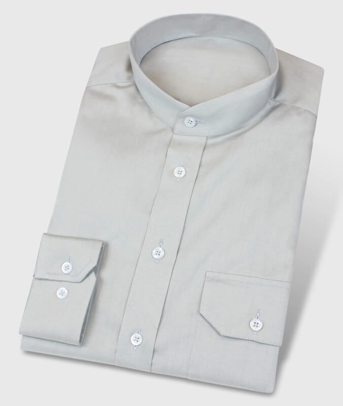Grey shirt with Chinese collar