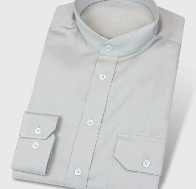 Graues Stehkragenhemd – Vorlagenbild