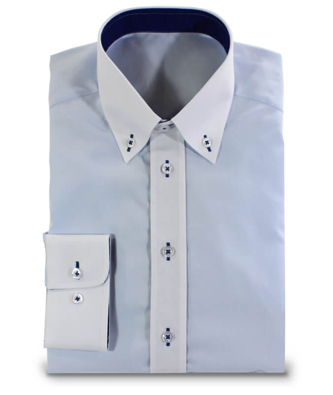 Shirt with Button-Down Collar Blue and White