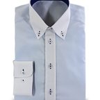 Shirt with Button-Down Collar Blue and White – Preview 1