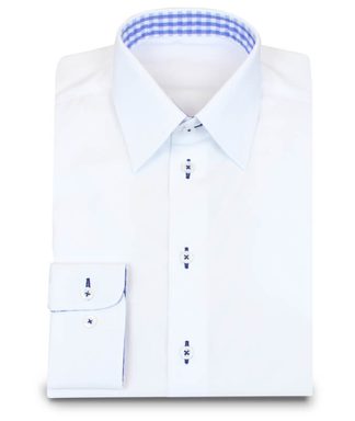 Weißes easy-care Hemd mit blauen Farbakzenten