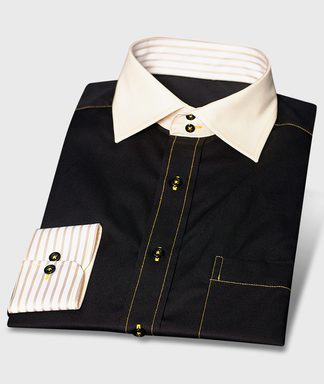 Schwarzes Doppelknopfkragen Designhemd non-iron