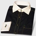 Black Design Shirt with Cutaway Collar 2-Buttons Non-iron – Preview 1
