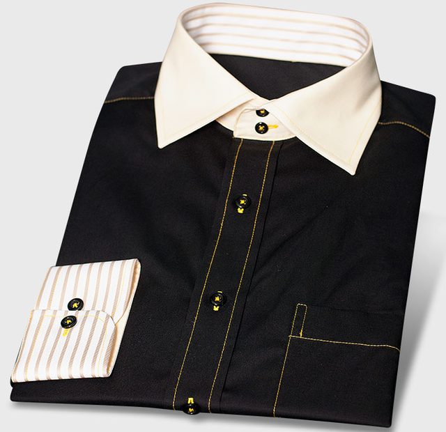 Black Design Shirt with Cutaway Collar 2-Buttons Non-iron – Template image