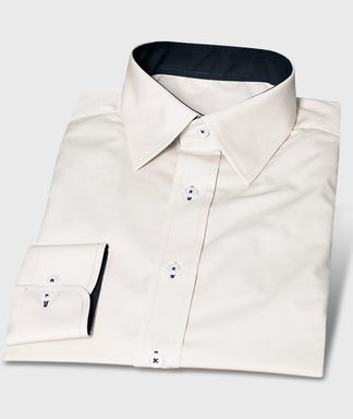 Cremefarbenes Baumwollhemd mit Kontrastfarben