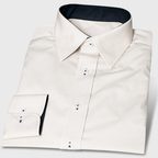 Cremefarbenes Baumwollhemd mit Kontrastfarben – Vorschau 1