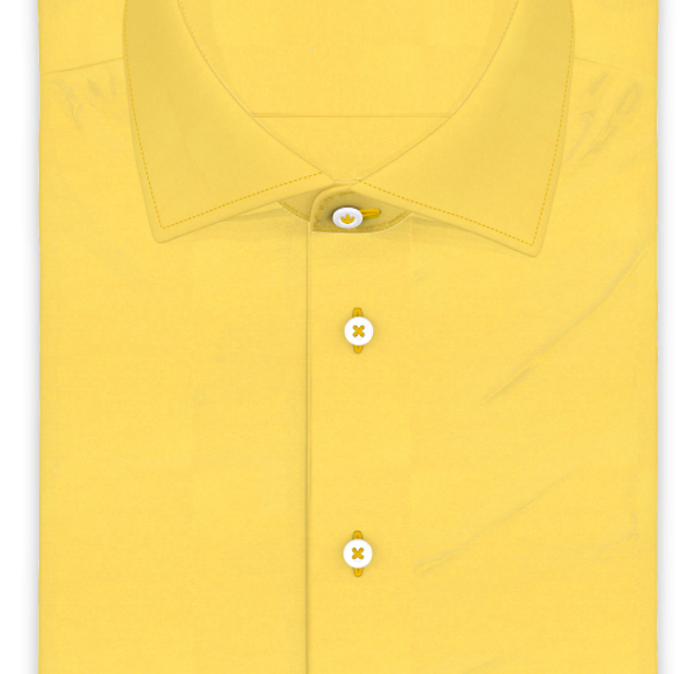 Kurzärmeliges Popeline Baumwolle Hellgelb Freizeithemd – Vorlagenbild