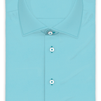 Kurzärmeliges Popeline Baumwolle Türkis Freizeithemd – Vorschau 1