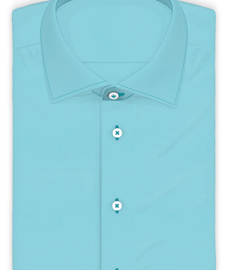 Kurzärmeliges Popeline Baumwolle Türkis Freizeithemd
