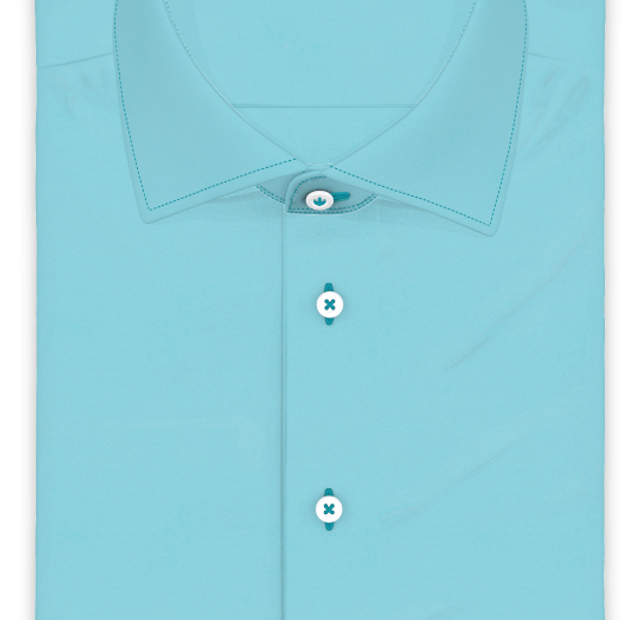 Kurzärmeliges Popeline Baumwolle Türkis Freizeithemd – Vorlagenbild