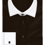 Popeline Baumwolle Dunkelbraun Businesshemd – Vorschau 1
