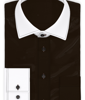 Popeline Baumwolle Dunkelbraun Businesshemd