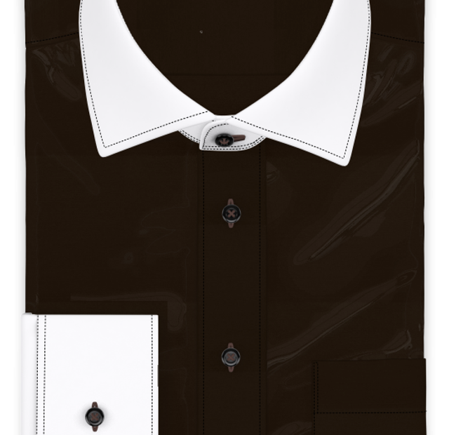 Popeline Baumwolle Dunkelbraun Businesshemd – Vorlagenbild