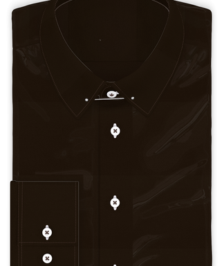 Popeline Baumwolle Dunkelbraun Festliches Hemd