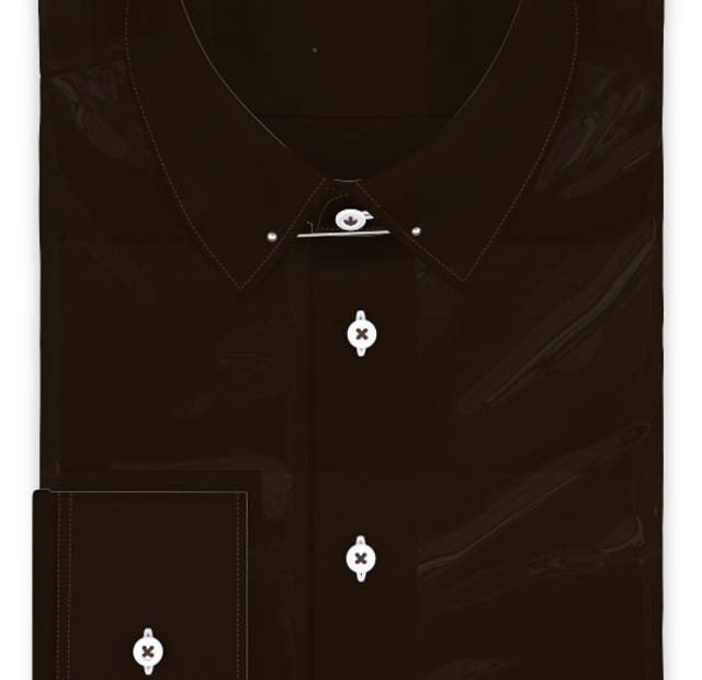 Popeline Baumwolle Dunkelbraun Festliches Hemd – Vorlagenbild