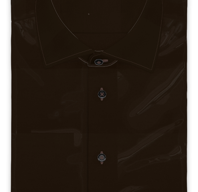 Popeline Baumwolle Dunkelbraun Freizeithemd Kurzarm – Vorlagenbild