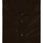 Popeline Baumwolle Dunkelbraun Kurzärmeliges Freizeithemd – Vorschau 1