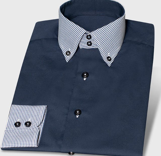 Ausgefallenes Designhemd Karo Blau, easycare – Vorlagenbild