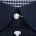 Dark blue Button-Under-Shirt with Checkered Contrasting Fabric – Preview 3