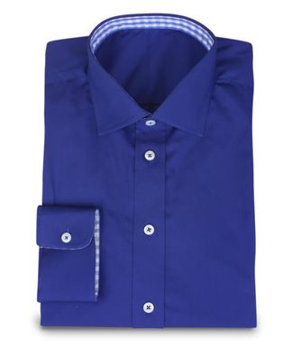 Sportliches Freizeithemd in kräftigem Blau und Vichykaro