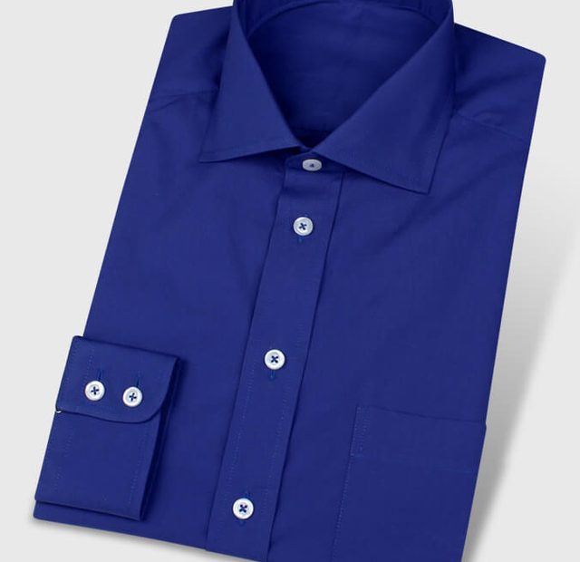Blue Cutaway Collar Shirt and Double Botton Cuff – Template image