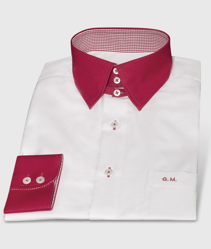 Bügelfreies Designhemd Weiß Rot