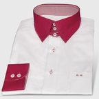 Bügelfreies Designhemd Weiß Rot – Vorschau 1