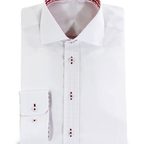 weißes Hemd mit rotkarierter Applikation im Kragen – Vorschau 1