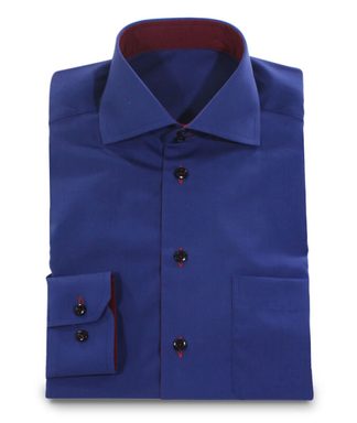 Ausgefallenes Freizeithemd in dunkelblau mit roten Akzenten