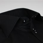 Black shirt with different buttonhole colour and button thread – Preview 2