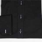 Black shirt with different buttonhole colour and button thread – Preview 5