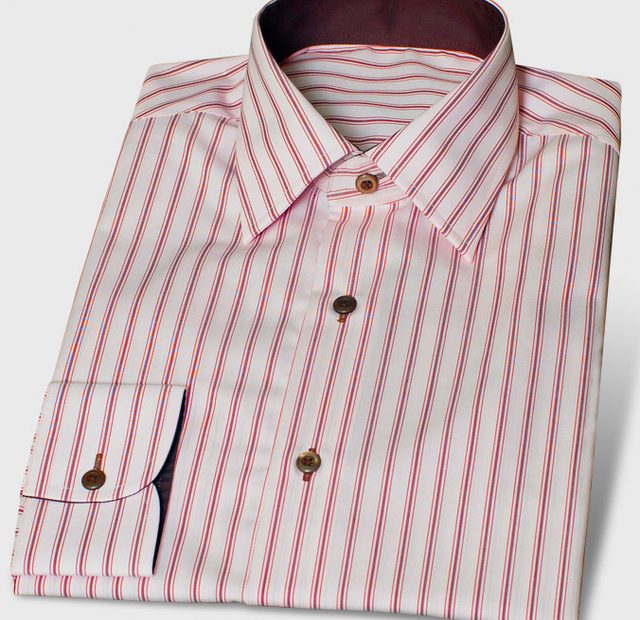 Streifenhemd mit dunkelbraunen Extras – Vorlagenbild