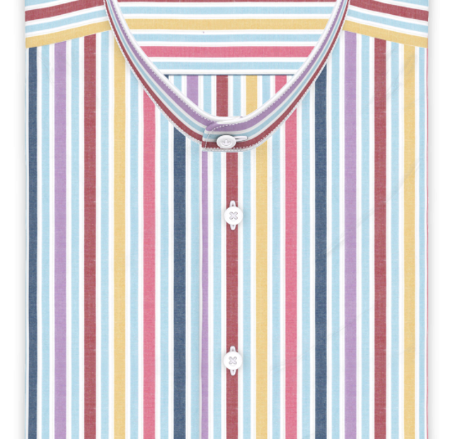 Multicolor gestreift Freizeithemd Kurzarm – Vorlagenbild