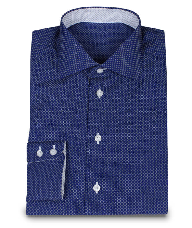 Dark blue Custom Made Shirt with White Dots