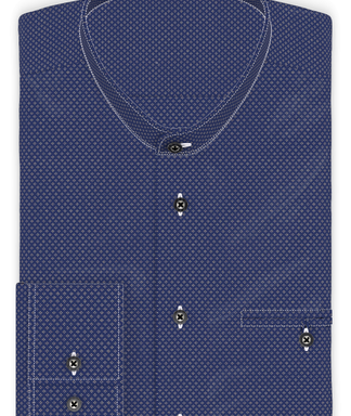 Popeline Weiß gepunktet Trachtenhemd  Riegel zum Festbinden des Ärmels