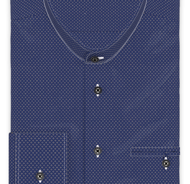 Popeline Weiß gepunktet Trachtenhemd Riegel zum Festbinden des Ärmels – Vorlagenbild