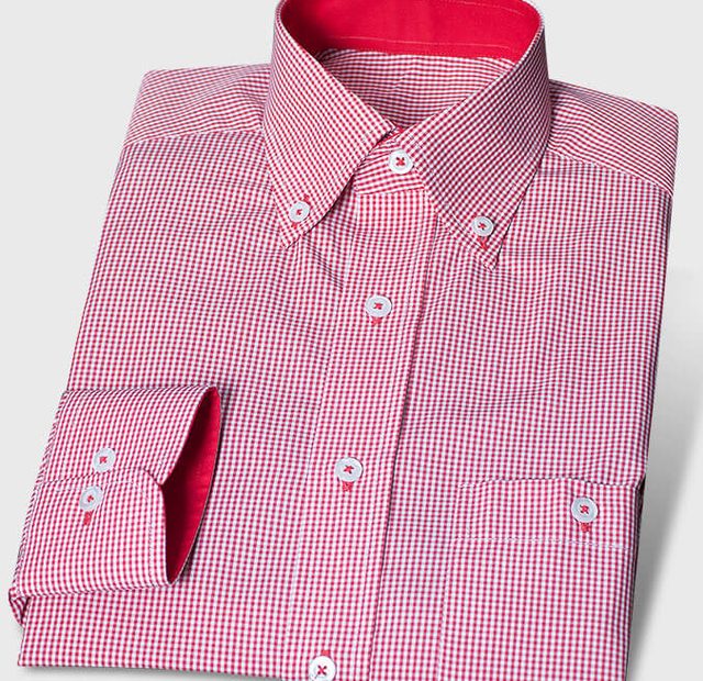 Kleinkariertes Hemd mit roten Innenfarben – Vorlagenbild