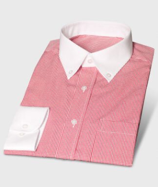 Shirt White Red Vichy Checks with Whte Collar and White Cuffs