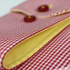 Red White Checkered Shirt with Shark Collar and Yellow Accents – Preview 5