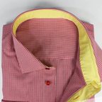 Red White Checkered Shirt with Shark Collar and Yellow Accents – Preview 4