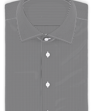 Baumwolle Schwarz kleinkariert Kurarmhemd