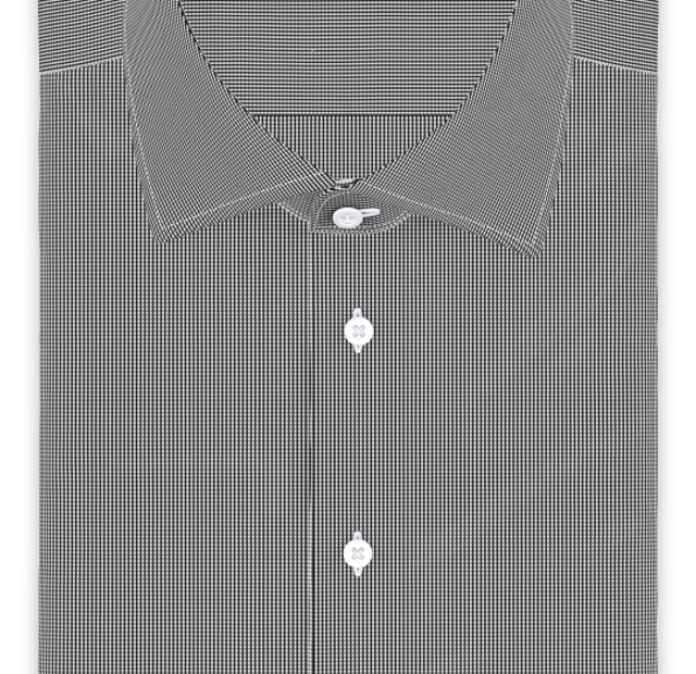 Cotton black small checkered short-sleeve shirt – Template image