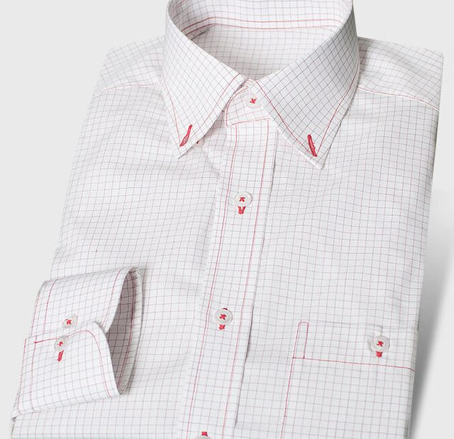Rot-kariertes Button-Down-Hemd – Vorlagenbild