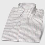 Colored Checkered Short Sleeve Shirt Button-Down Collar – Preview 1