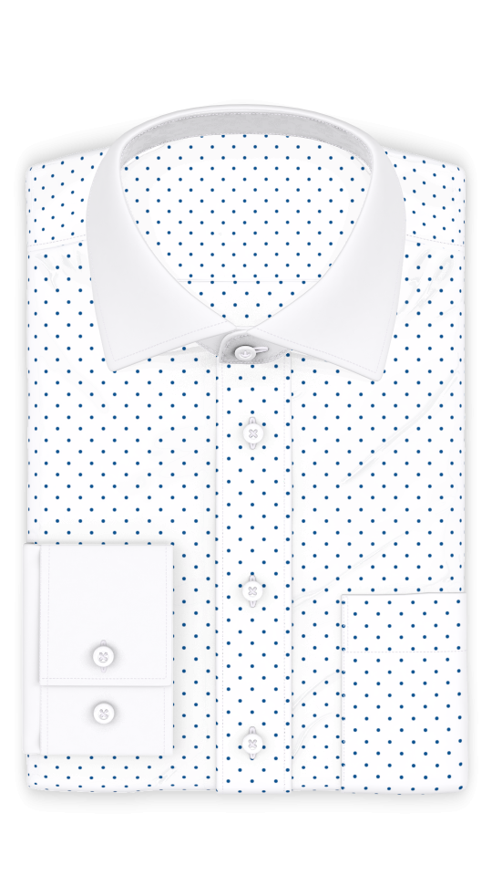 Weiss Dunkelblau Punkte Businesshemd mit weißem Kontraststoff