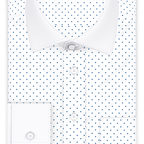 White dark blue dots business shirt with white contrast fabric – Preview 1