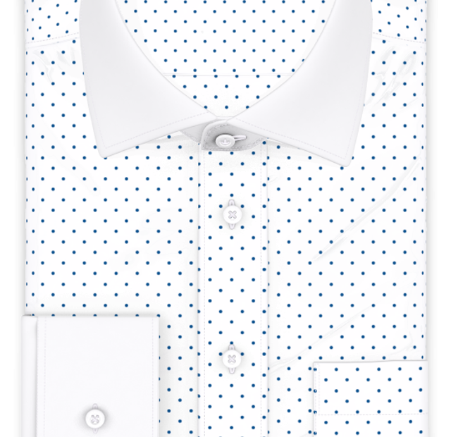 White dark blue dots business shirt with white contrast fabric – Template image
