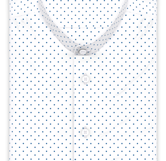 Weiss Dunkelblau Punkte Freizeithemd Kurzarm – Vorlagenbild