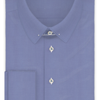 Fil-a-fil Mittelblau bügelfrei Festliches Hemd – Vorschau 1